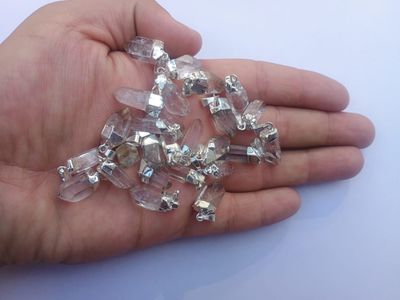 puntas cuarzo cristal con baño de plata