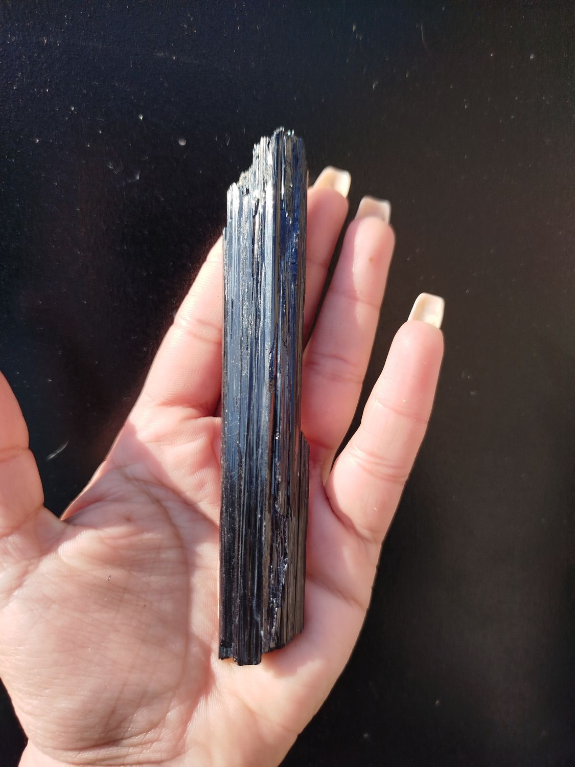 Vara de turmalina negra (65g) 13cm x 2cm
