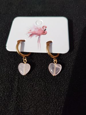 Arito Acero dorado corazón cuarzo rosa