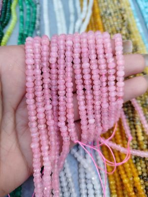 Tiras Donitas Facetadas rosa 4mm