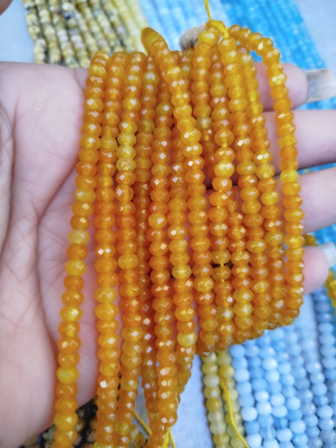 Tiras Donitas Facetadas amarillas 4mm