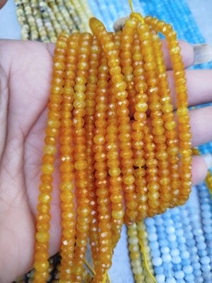 Tiras Donitas Facetadas amarillas 4mm