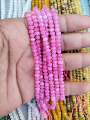 Tiras Donitas Facetadas fucsia 4mm