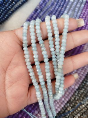 Tiras Donitas Facetadas celeste claro 4mm