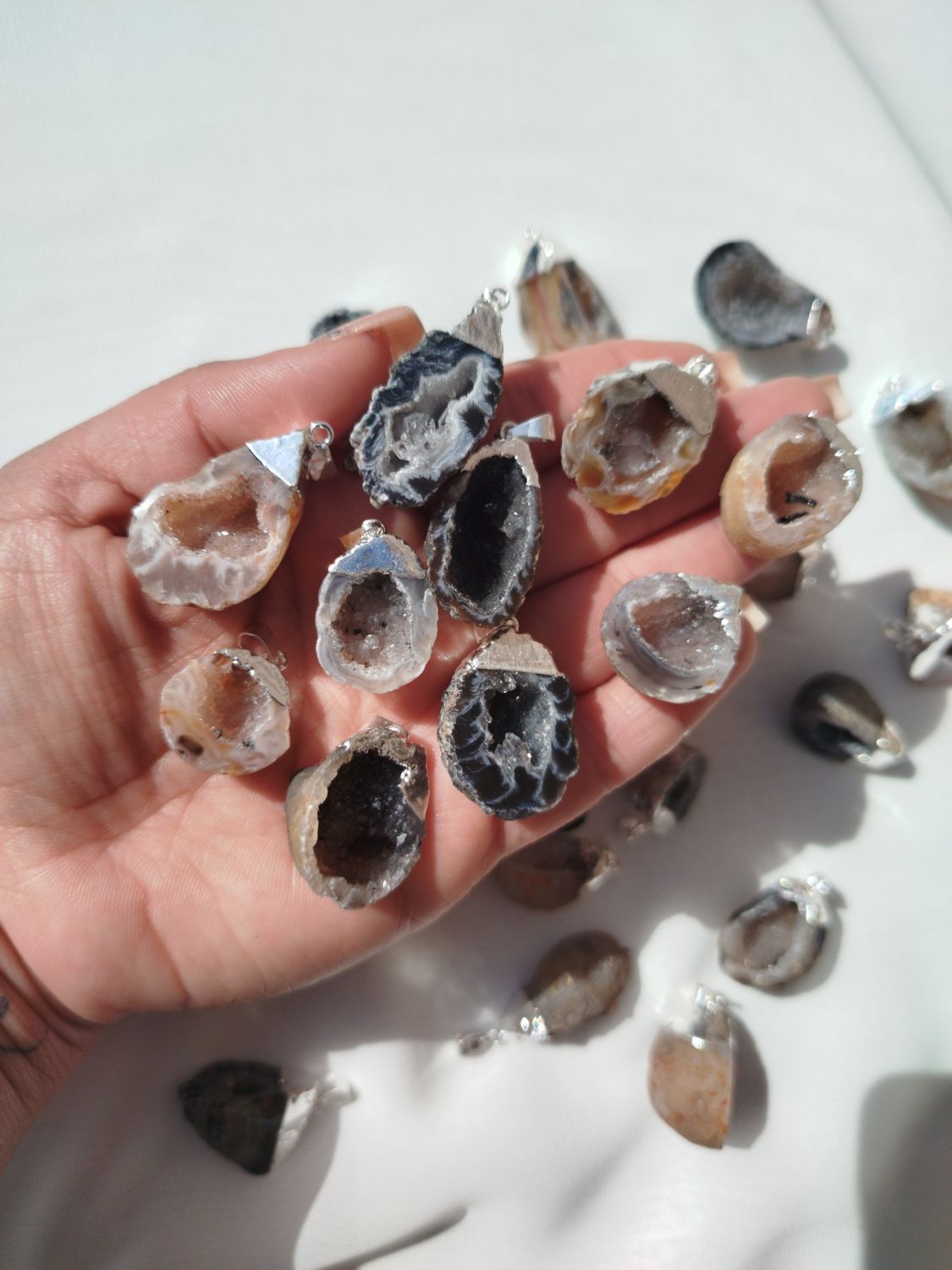 Geodas de agatas con baño de plata