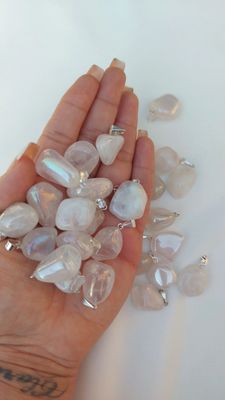 Cuarzo aura angel rolado con pino 