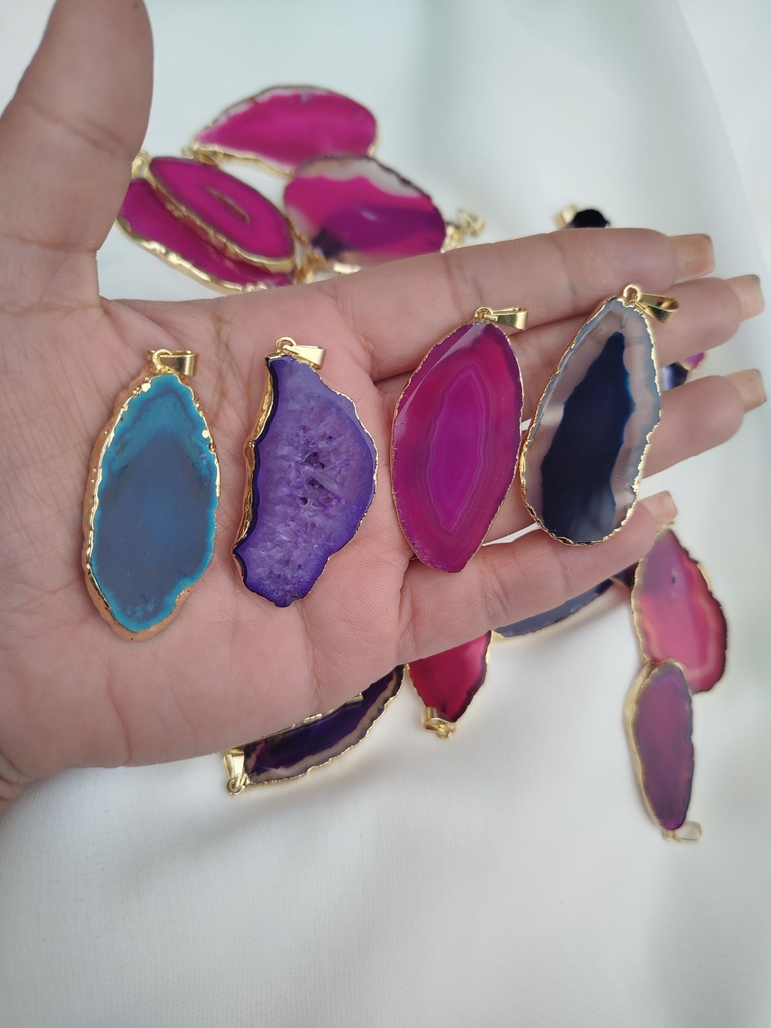 Lajas de agatas con baño dorado medianas