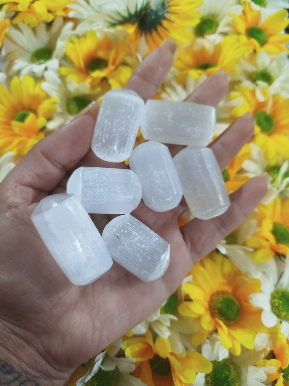 Cilindros selenita blanca por 100grs