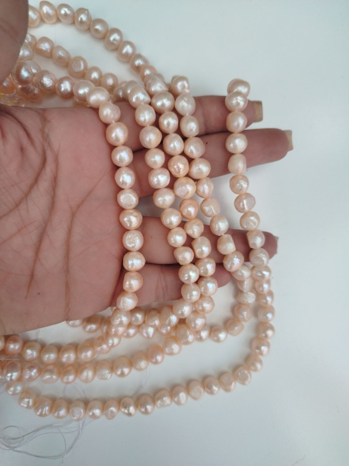 Tiras perlas de rio 40cm aprox