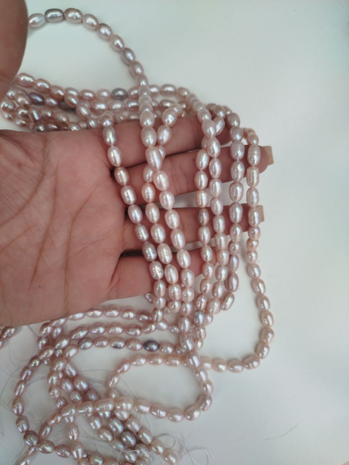 Tiras perlas de rio 40cm aprox