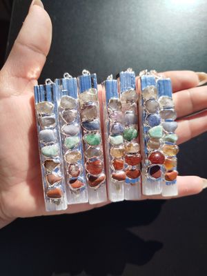Dije selenita con baño grandes 7 chakras