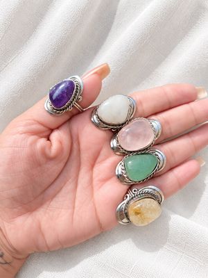 Anillos alpaca con piedra rolada 