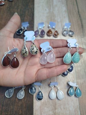 Aritos gotas colgantes con baño de plata