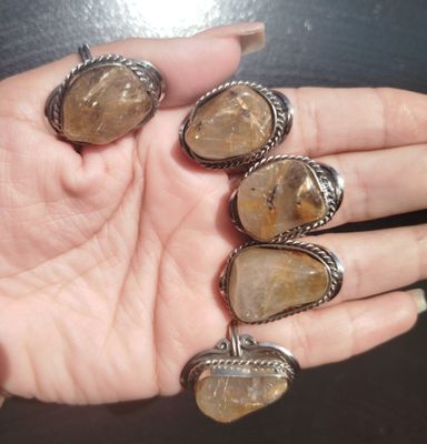 Anillo alpaca cuarzo Rutilado