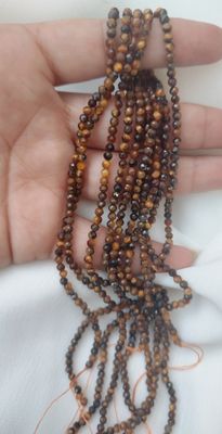 Tira bolita facetada 3mm ojo de tigre