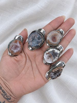 Anillos alpaca geoda de agatas