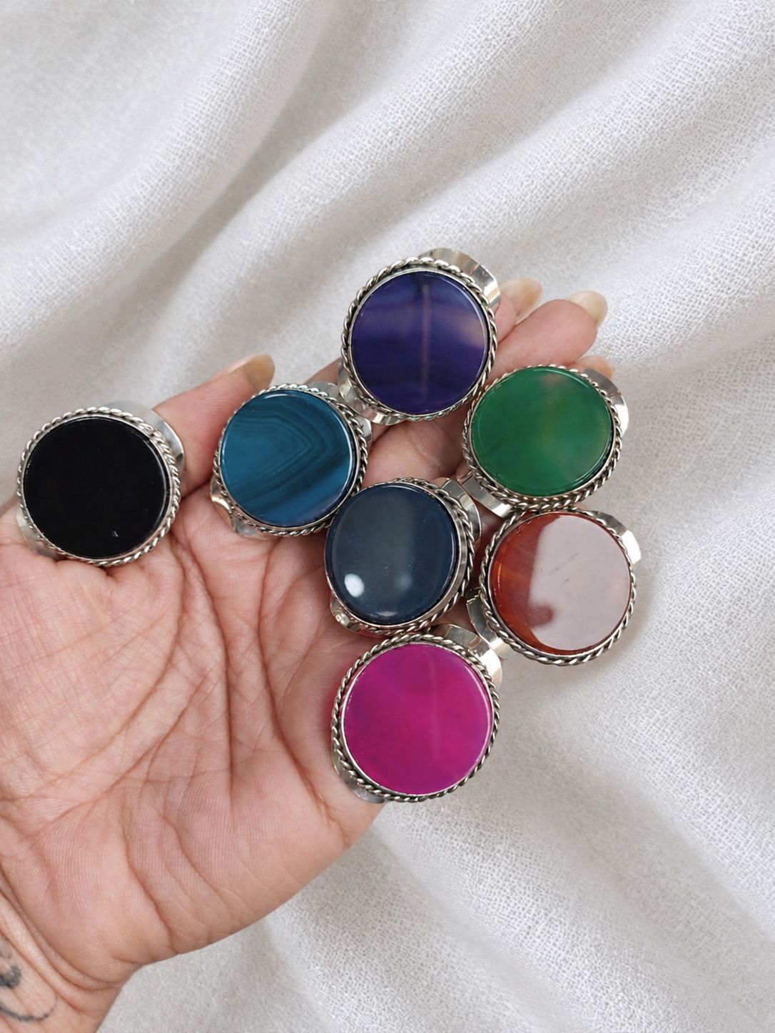 Anillo de alpaca piedra agatas