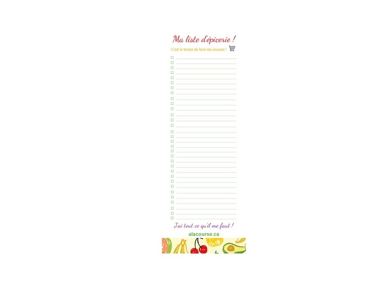 Bloc-notes (30 feuilles) « Ma liste d'épicerie » !