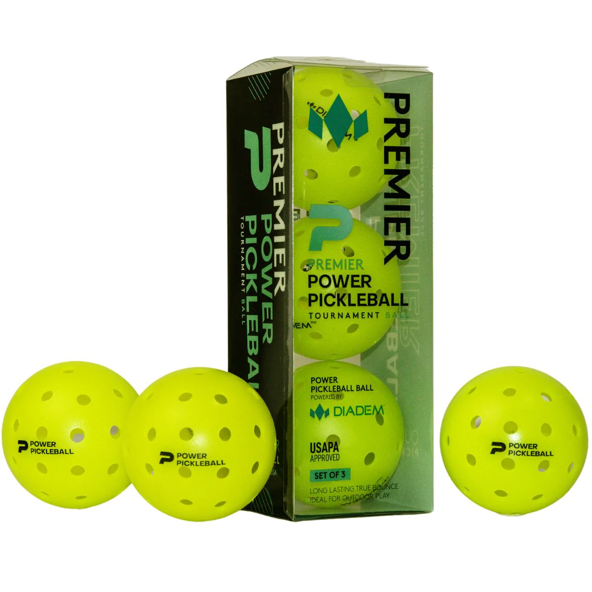 Diadem Premier Power Pickleball Outdoor Ball 3 pk