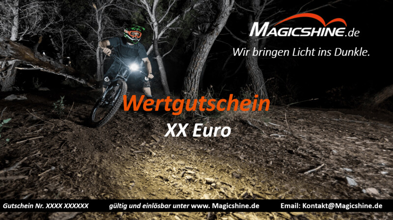 Magicshine Geschenkgutschein, ab 50€ (individuell im Warenkorb aufstockbar)
