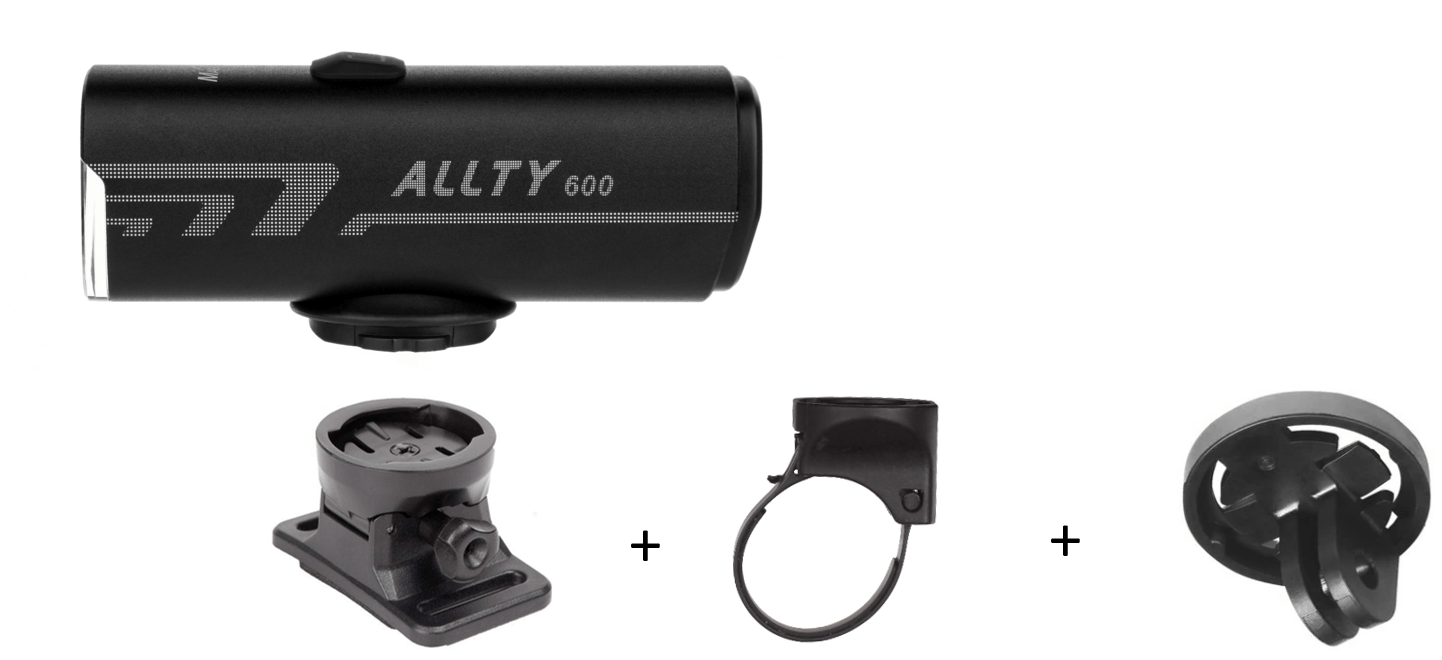 ALLTY 600 USB-C Helmlampe mit 2 Halter & GoPro Adapter