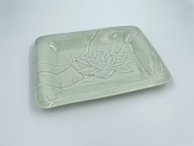 Celadon Rectangular Lotus Plate
