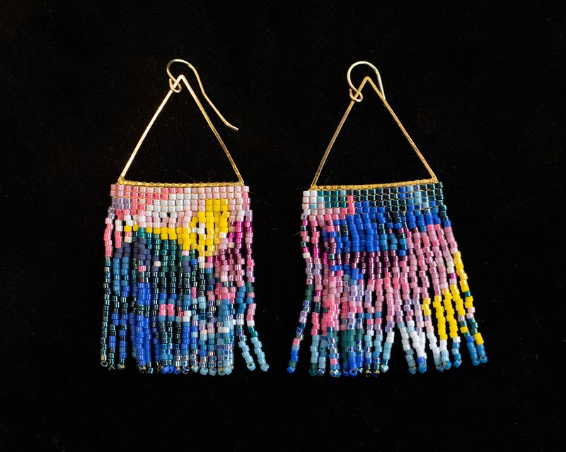 Abstract Seed Bead Earring