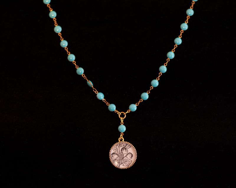 Enamel Coin Gold Necklace