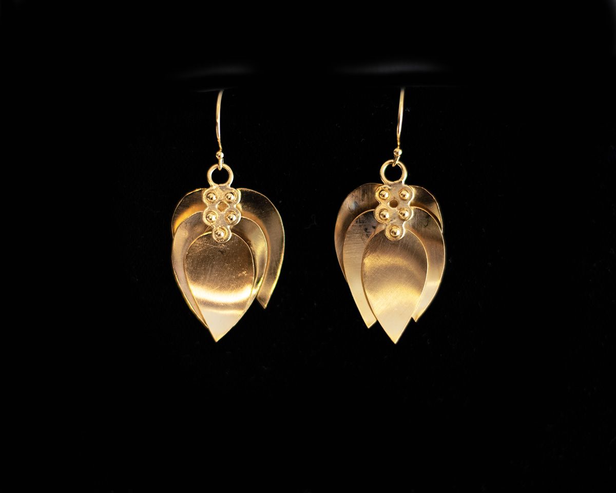Gold Leaf Cluster Earrings