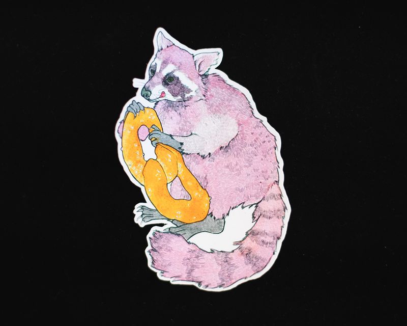 Raccoon Pretzel Sticker