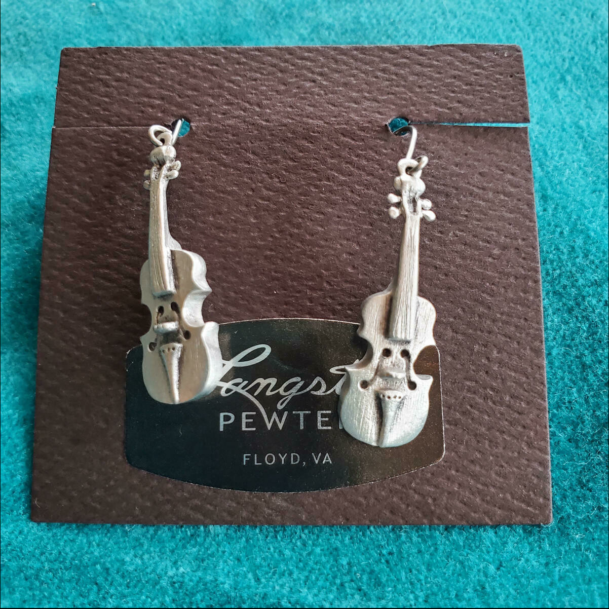 Langston Pewter Fiddle Earrings
