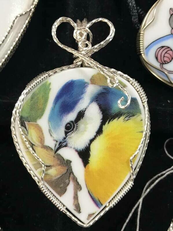 Yellow Breasted Blue Titmouse pendant