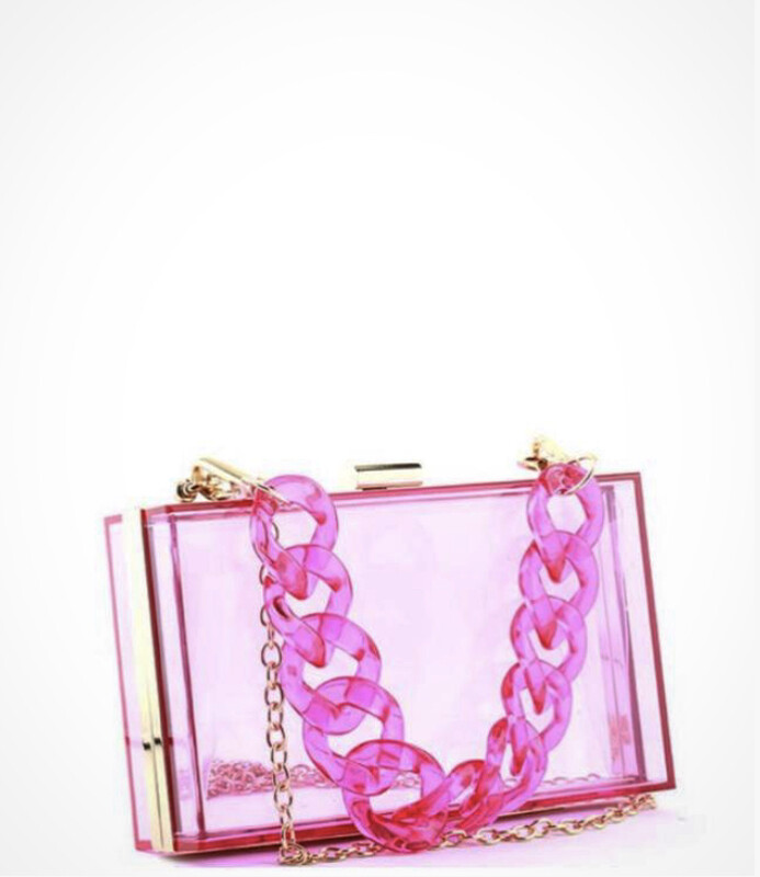 Clear Pink Acrylic Hard Clutch 