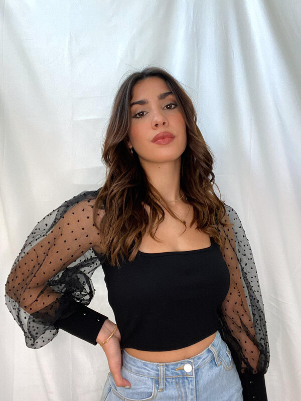 Melanie Puff Sleeve Crop Top