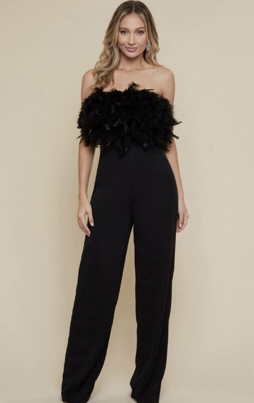 Gea Faux Feather Jumpsuit
