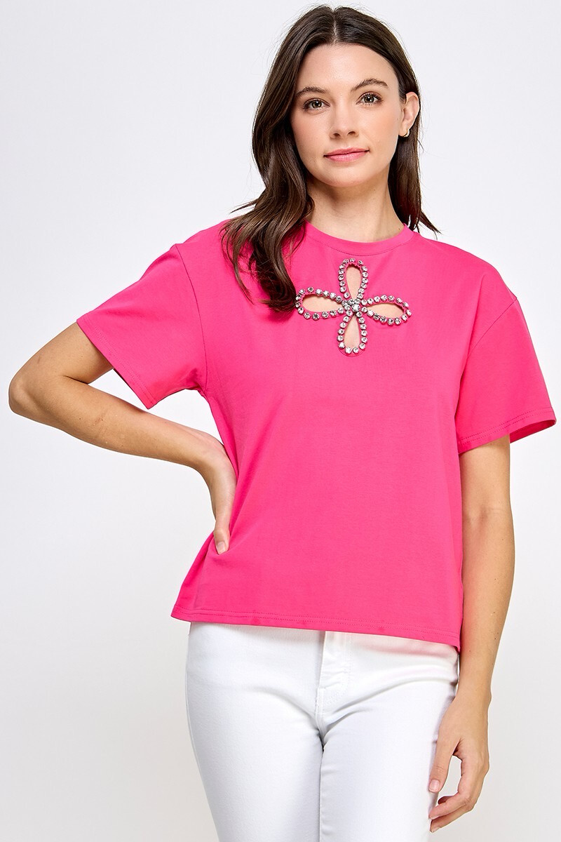 Fucsia Rhinestones Tshirt