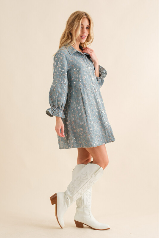Harmony Sequins Denim Tunic Dress