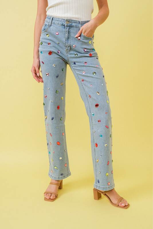 Rainbow Jewel Embellished Jeans