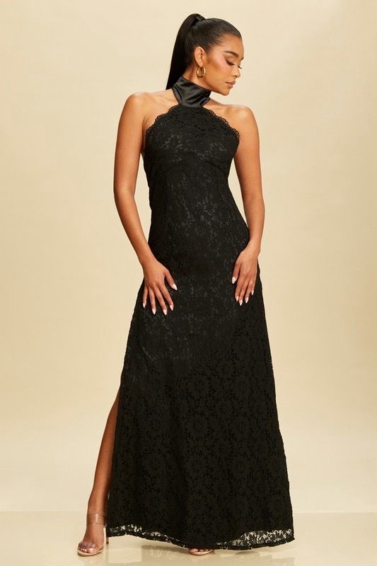Obsidian Lace Maxi Dress