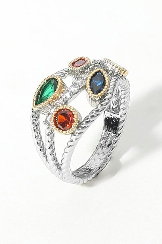 Tri Color Stone Ring