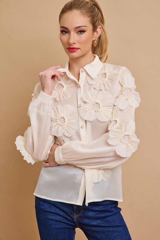 Flower Button down Shirt