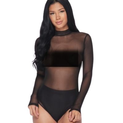 Jet Black Mesh Bodysuit