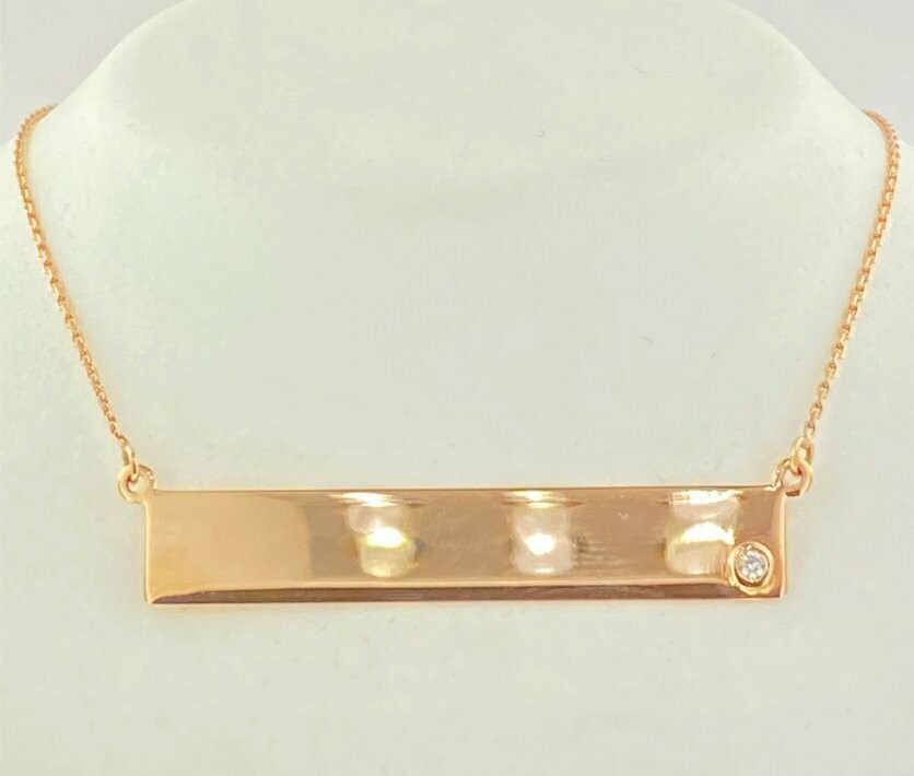 SS Rose Gold Plated Bar Necklace w/ 18’ Chain