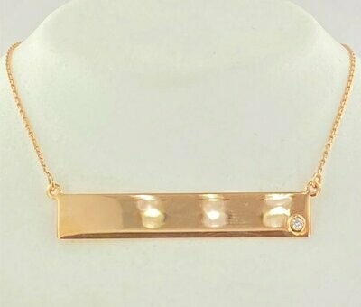 SS Rose Gold Plated Bar Necklace w/ 18’ Chain