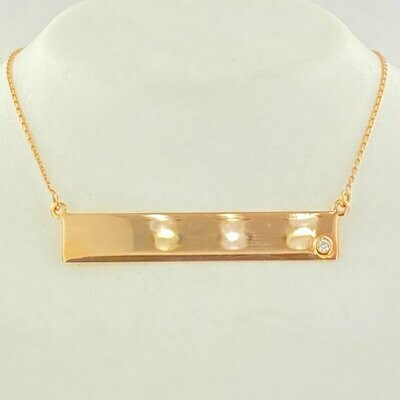 14kw Rose Gold Bar Necklace With Accent Diamond