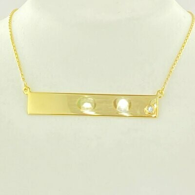 14 kw Yellow Gold Bar Necklace With Accent Diamond