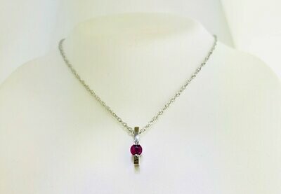 14kt White Gold Necklace With Ruby Bar Pendant