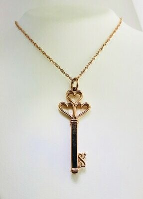 14kt Rose Gold Key Heart Necklace