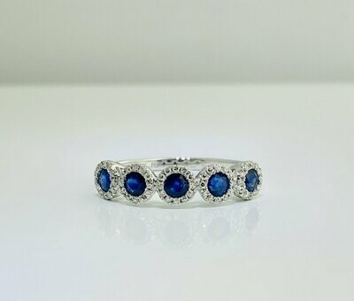 14kt White Gold Sapphire and Diamond Halo Ring