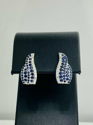14kt White Gold Diamond and Sapphire Earrings